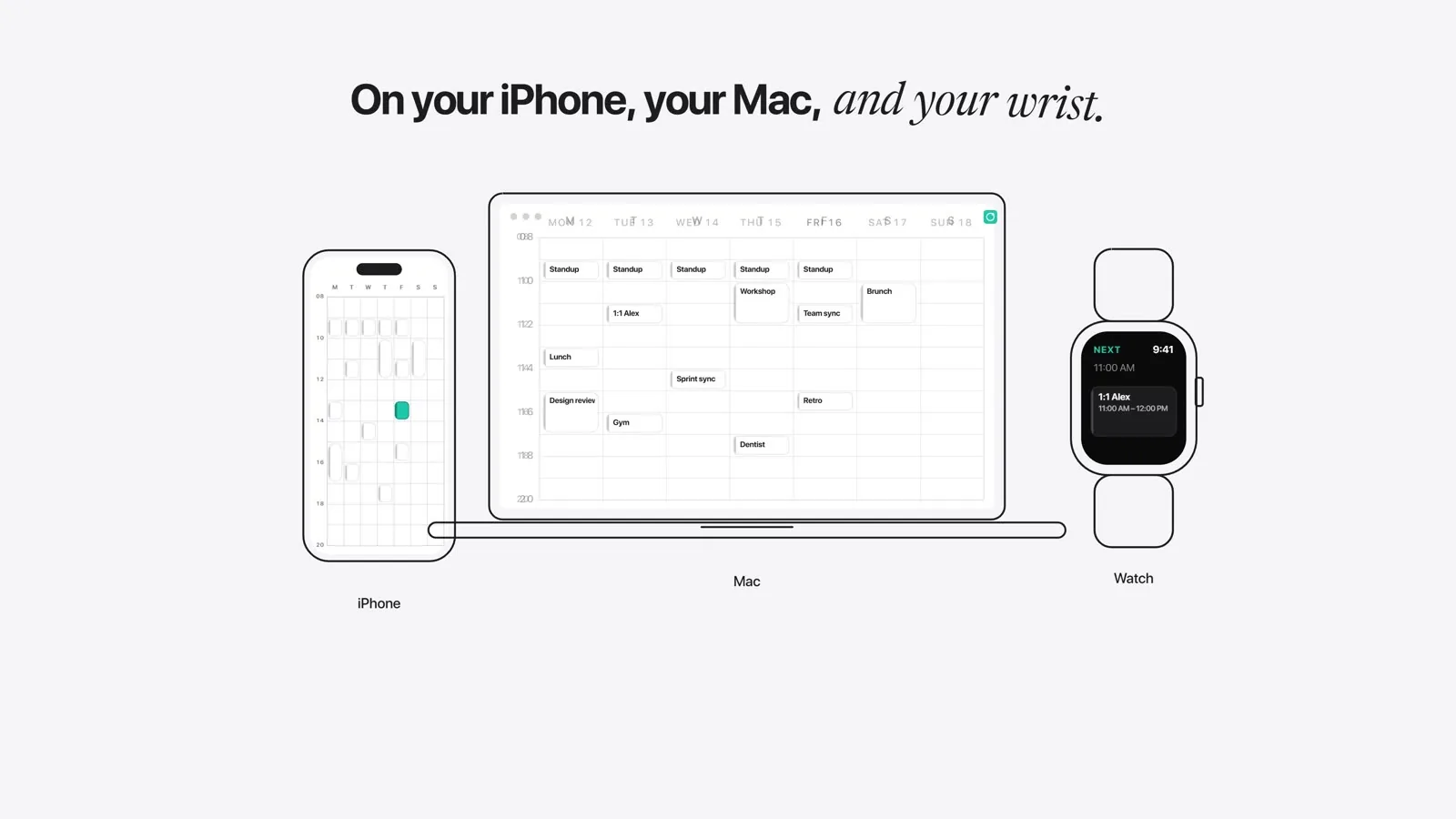 The same week on phone, laptop and watch.