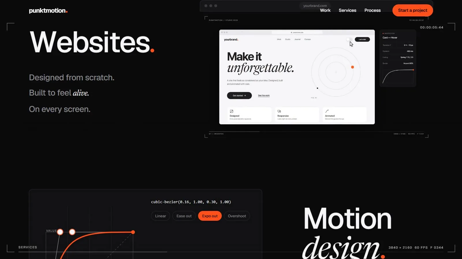 Websites and motion design, with the live curve editor.