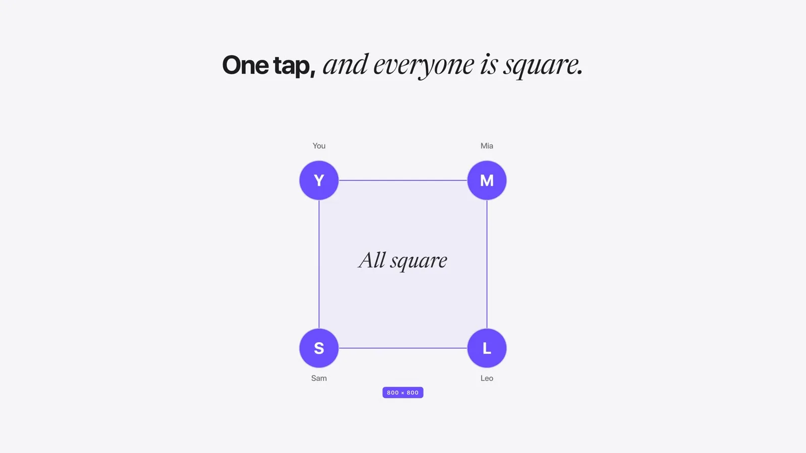 Four friends snap into a square: "All square".